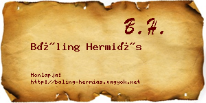 Báling Hermiás névjegykártya